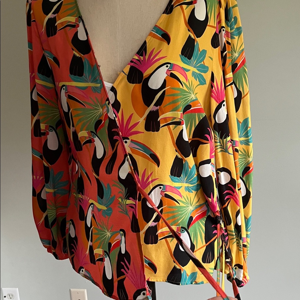Farm Rio Tropical Print Wrap Top - Picture 4 of 13